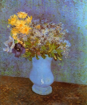 フラワーズ Painting - ライラックヒナギクとアネモネの花瓶 フィンセント・ファン・ゴッホ 印象派の花